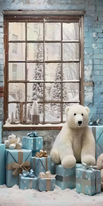 Christmas Blue Theme I 10’X20’ Ultracloth (120 X 240 Inch) Backdrop