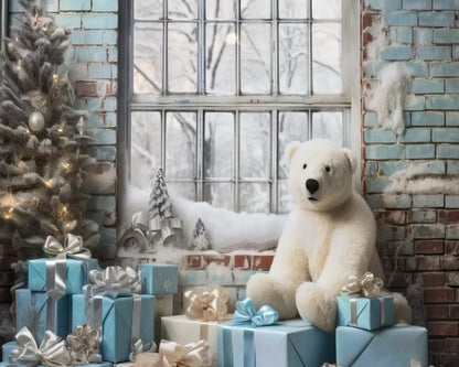 Christmas Blue Theme Ii 10’X8’ Fleece (120 X 96 Inch) Backdrop