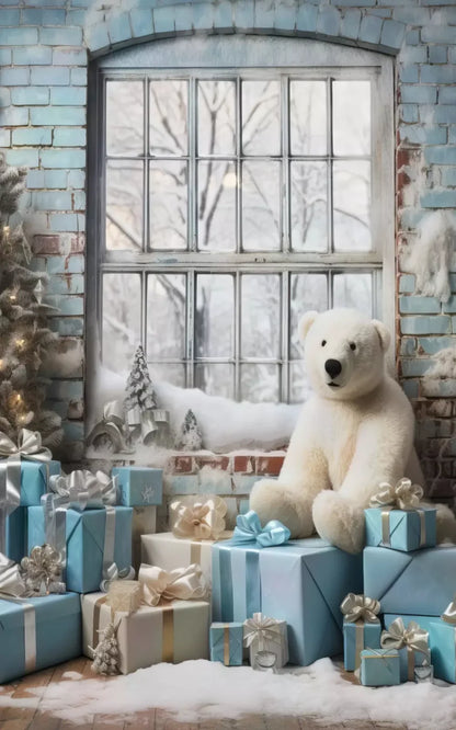 Christmas Blue Theme Ii 5’X8’ Ultracloth (60 X 96 Inch) Backdrop