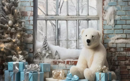 Christmas Blue Theme Ii 8’X5’ Ultracloth (96 X 60 Inch) Backdrop