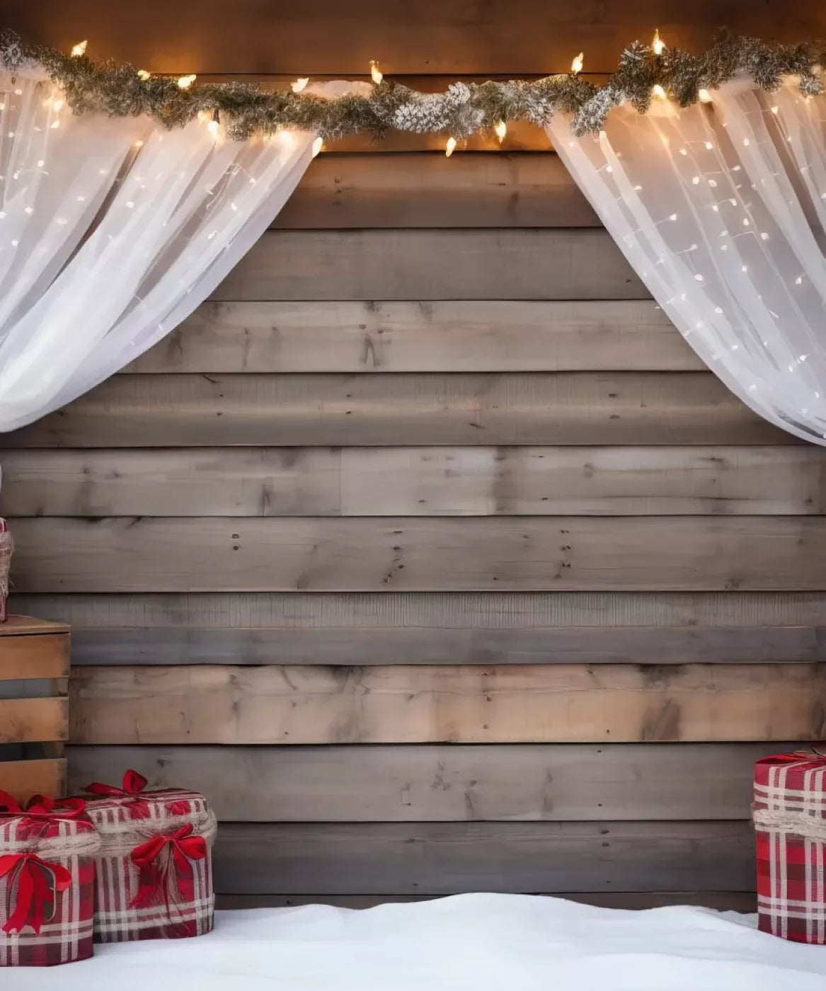Christmas Cabin Curtains 10’X12’ Ultracloth (120 X 144 Inch) Backdrop