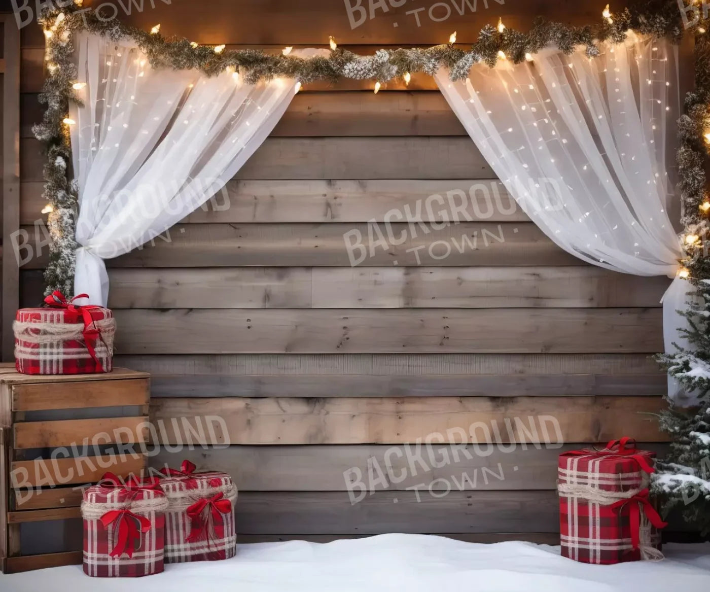 Christmas Cabin Curtains 12’X10’ Ultracloth (144 X 120 Inch) Backdrop