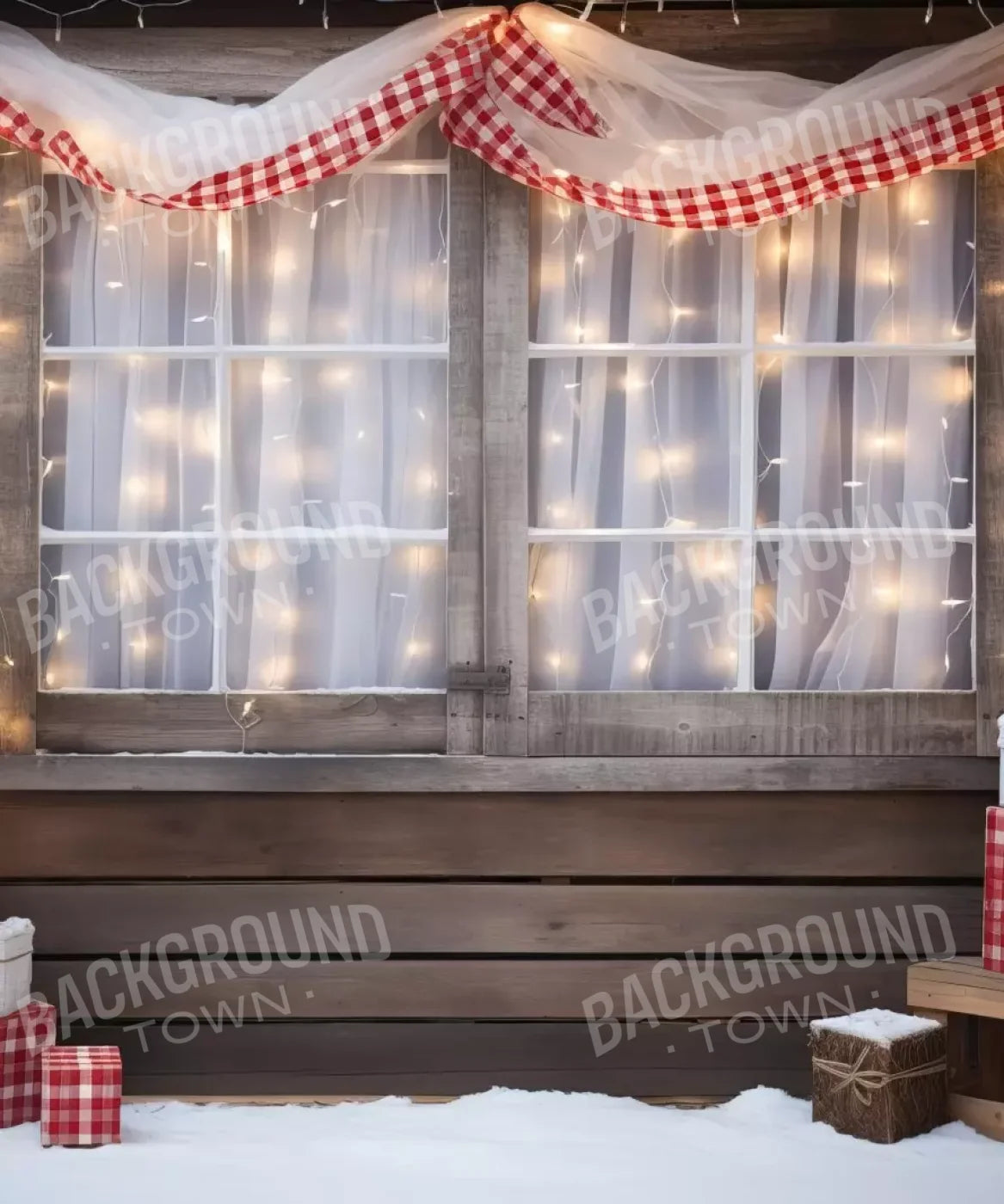 Christmas Cabin Window 10’X12’ Ultracloth (120 X 144 Inch) Backdrop