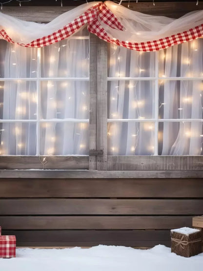 Christmas Cabin Window 6’X8’ Fleece (72 X 96 Inch) Backdrop