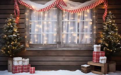 Christmas Cabin Window 8’X5’ Ultracloth (96 X 60 Inch) Backdrop