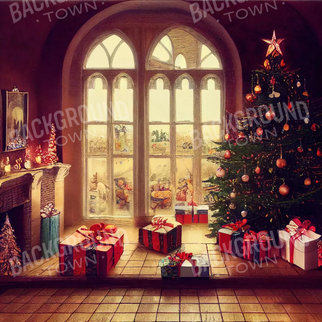 Christmas Cartoon 2 10X10 Ultracloth ( 120 X Inch ) Backdrop