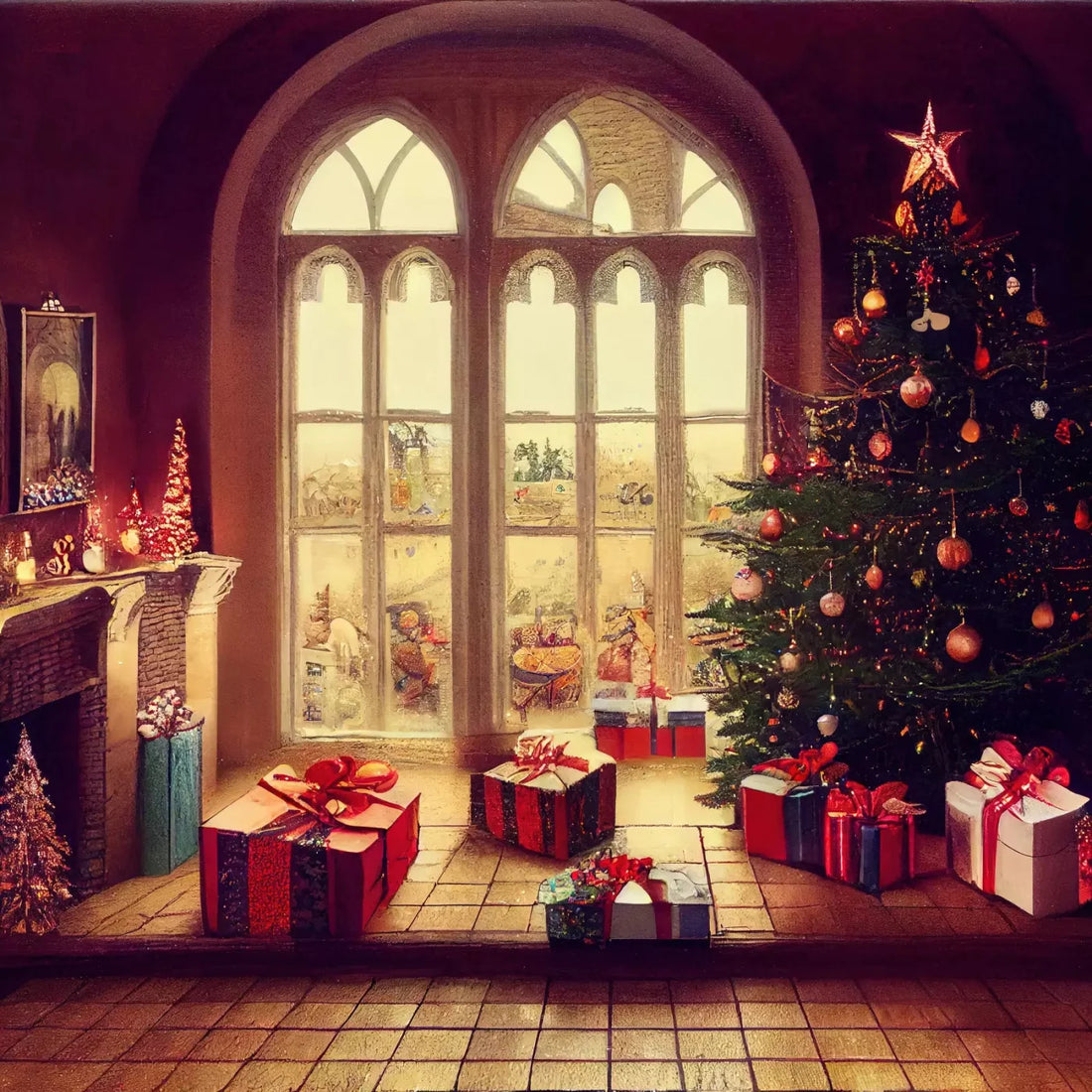 Christmas Cartoon 2 10X10 Ultracloth ( 120 X Inch ) Backdrop