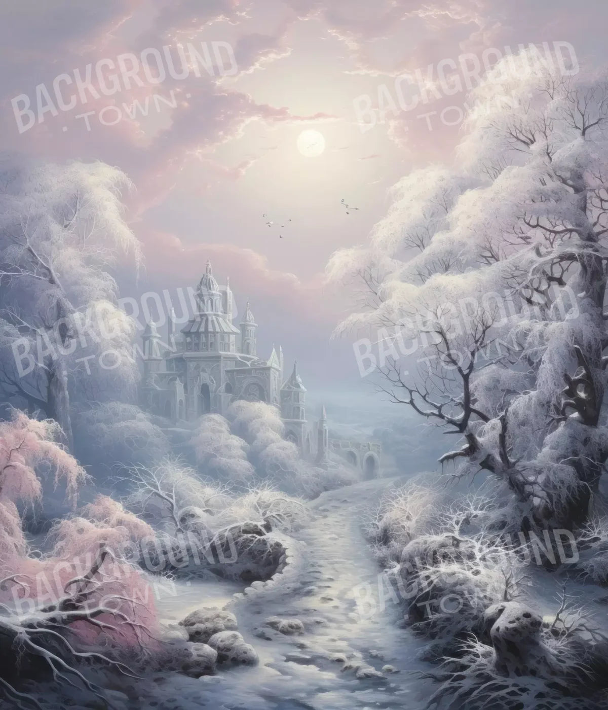 Castle In Winter Wonderland 10X12 Ultracloth ( 120 X 144 Inch ) Backdrop