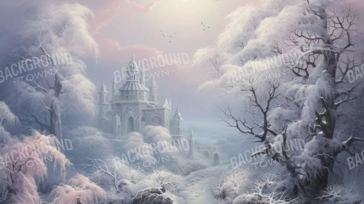 Castle In Winter Wonderland 14X8 Ultracloth ( 168 X 96 Inch ) Backdrop
