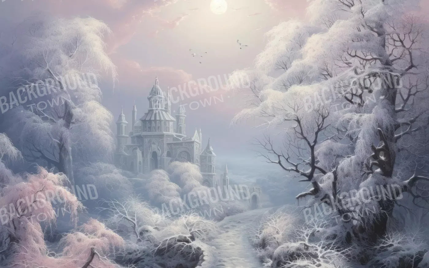 Castle In Winter Wonderland 14X9 Ultracloth ( 168 X 108 Inch ) Backdrop
