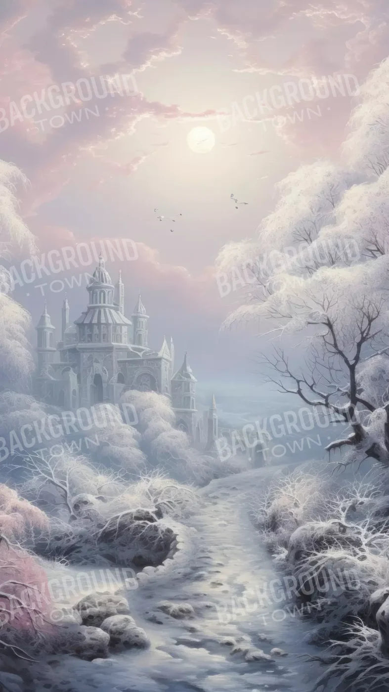 Castle In Winter Wonderland 8X14 Ultracloth ( 96 X 168 Inch ) Backdrop