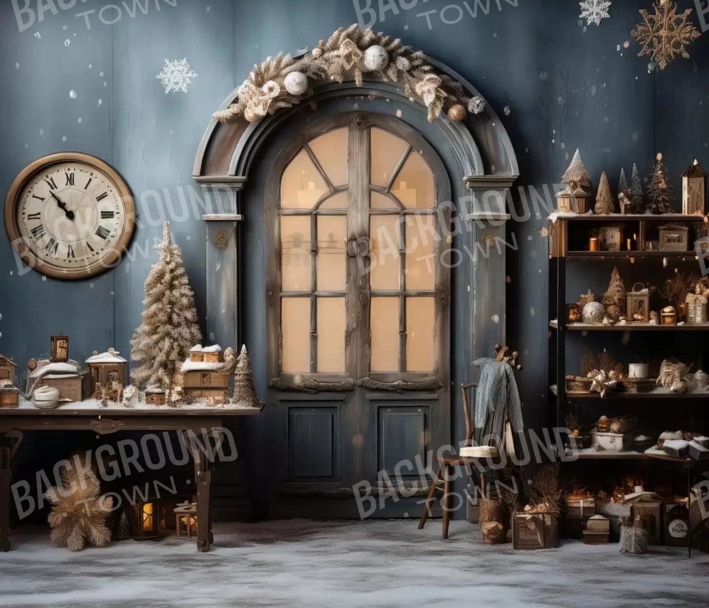 Christmas Clock 12X10 Ultracloth ( 144 X 120 Inch ) Backdrop