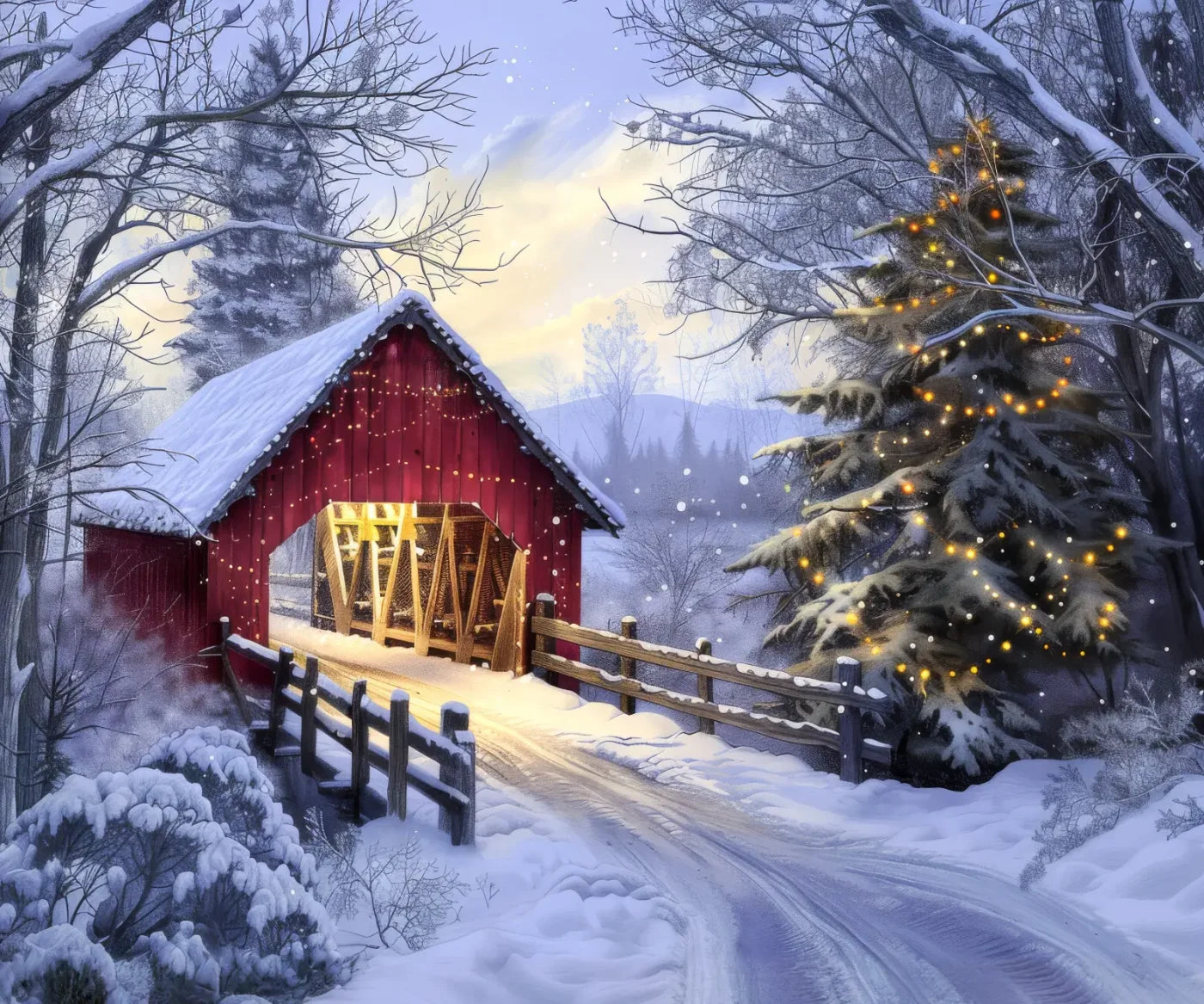 Christmas Covered Bridge 12’x10’ UltraCloth (144 x 120 inch) Backdrop