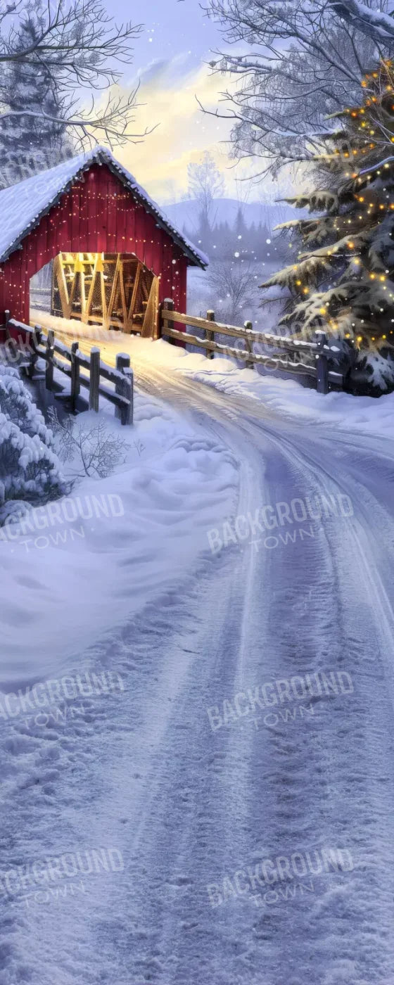 Christmas Covered Bridge Sweep 8’x20’ UltraCloth (96 x 240 inch) Backdrop