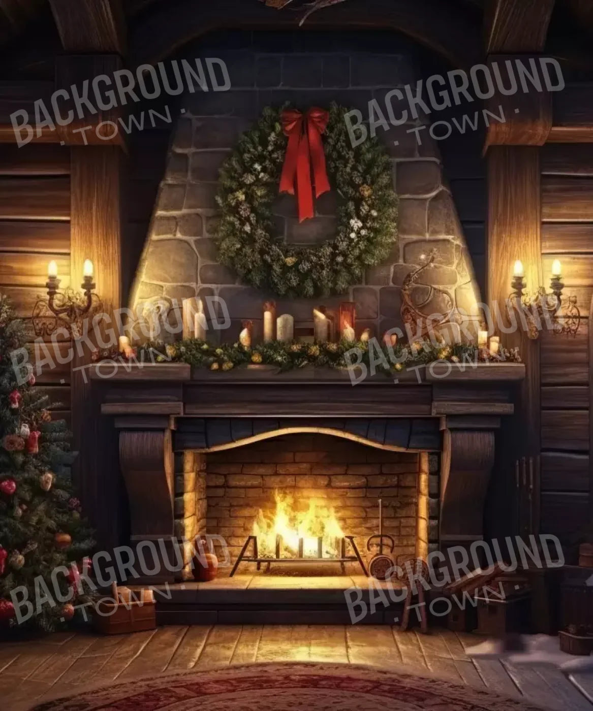 Christmas Eve Cabin I 10’X12’ Ultracloth (120 X 144 Inch) Backdrop