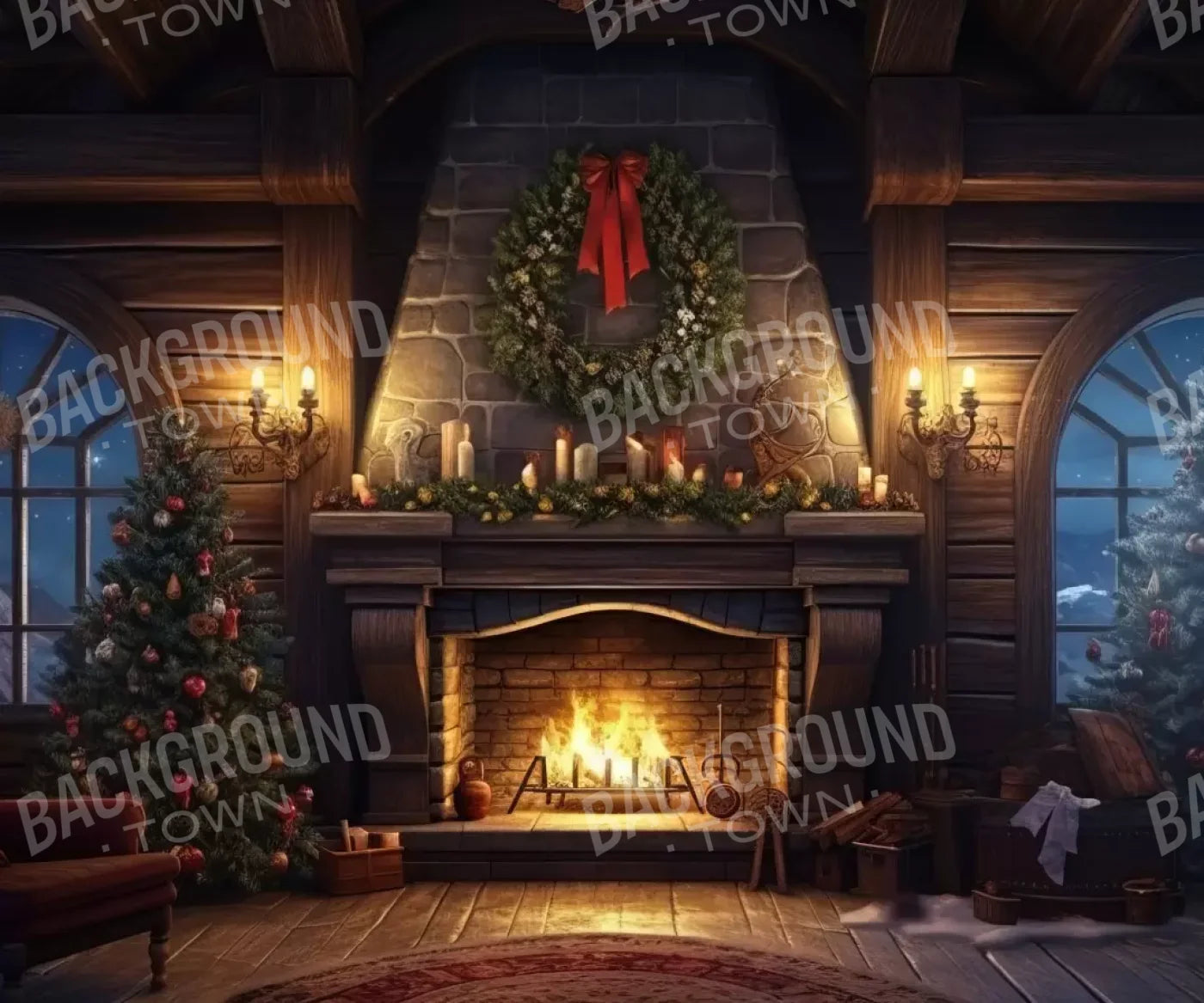 Christmas Eve Cabin I 12’X10’ Ultracloth (144 X 120 Inch) Backdrop