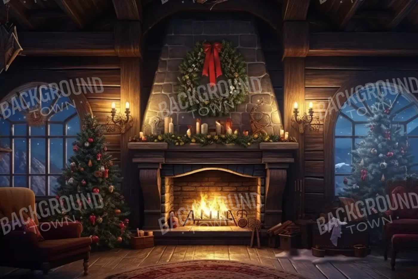 Christmas Eve Cabin I 12’X8’ Ultracloth (144 X 96 Inch) Backdrop