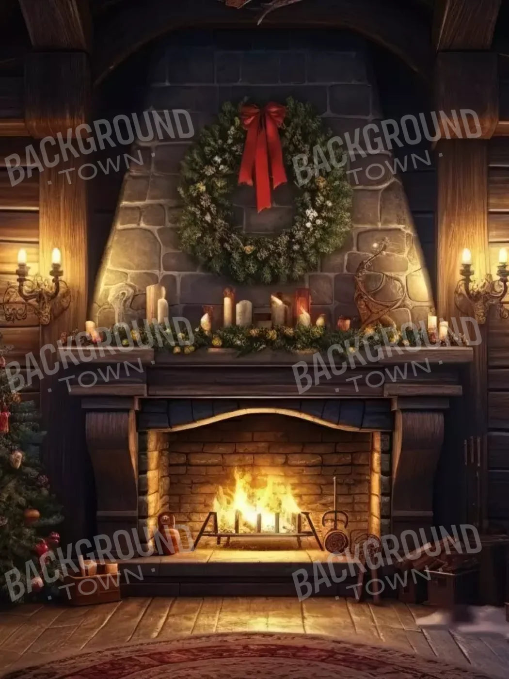 Christmas Eve Cabin I 5’X6’8 Fleece (60 X 80 Inch) Backdrop