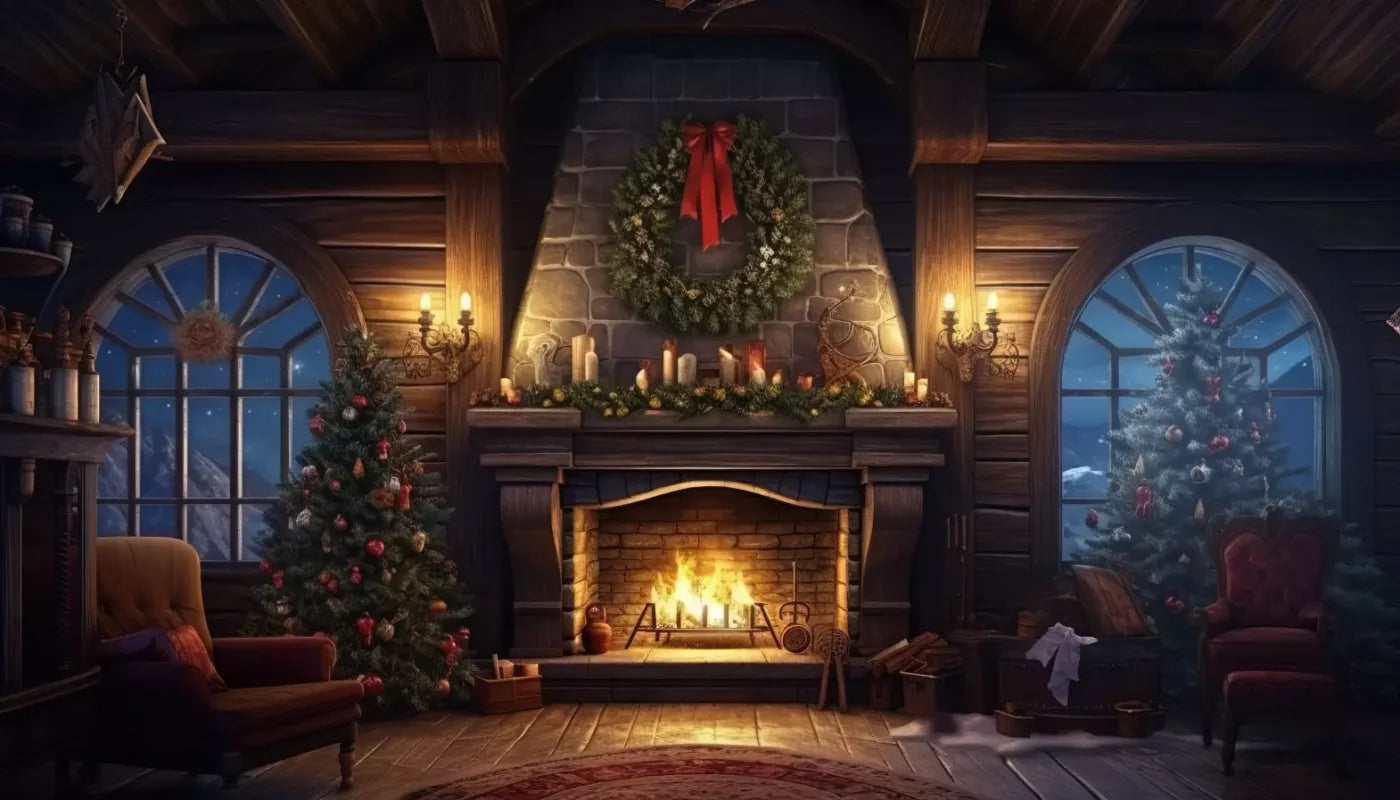 Christmas Eve Cabin I 14’X8’ Ultracloth (168 X 96 Inch) Backdrop
