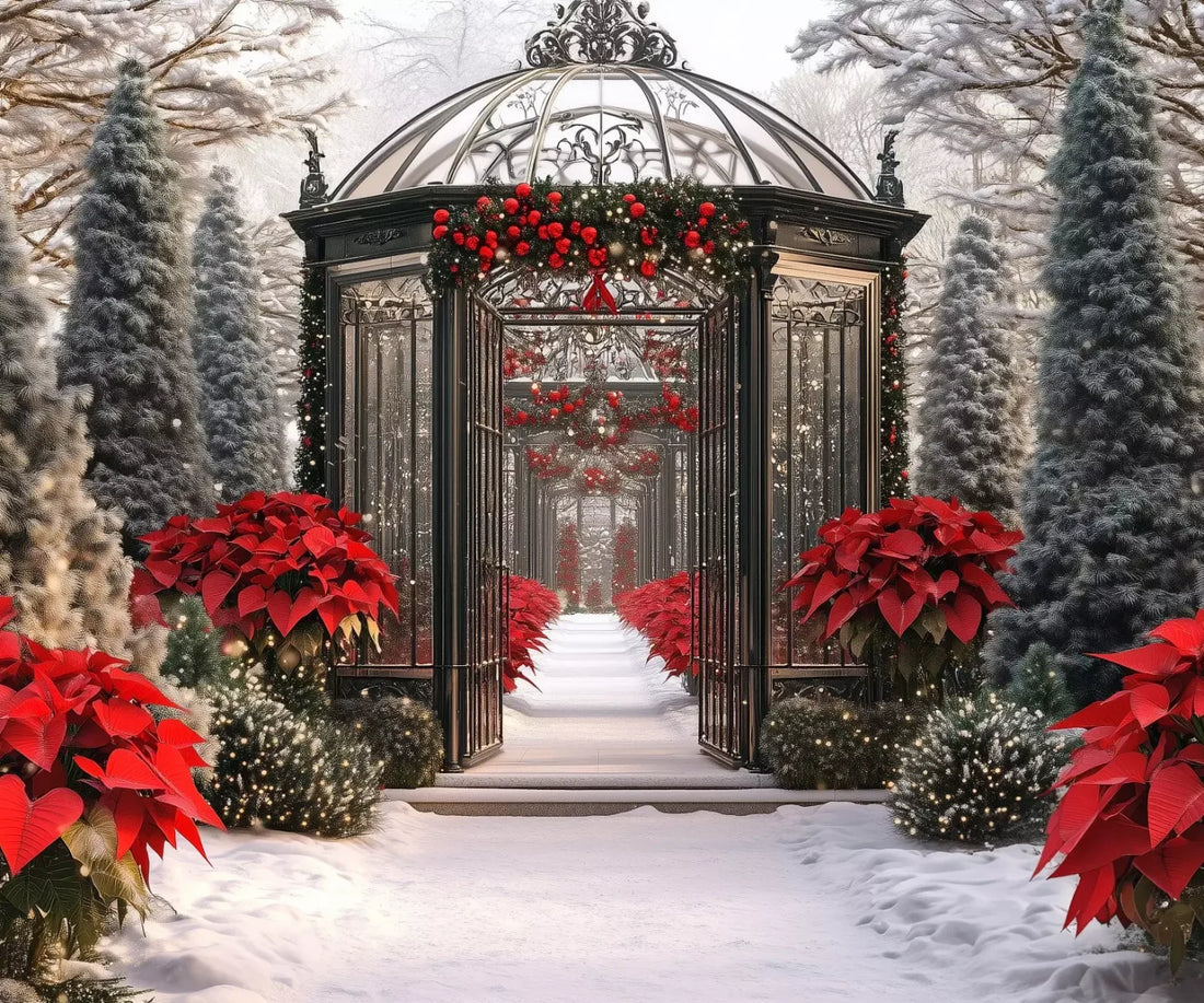 Christmas Garden Painterly 5’X4’2 Fleece (60 X 50 Inch) Backdrop