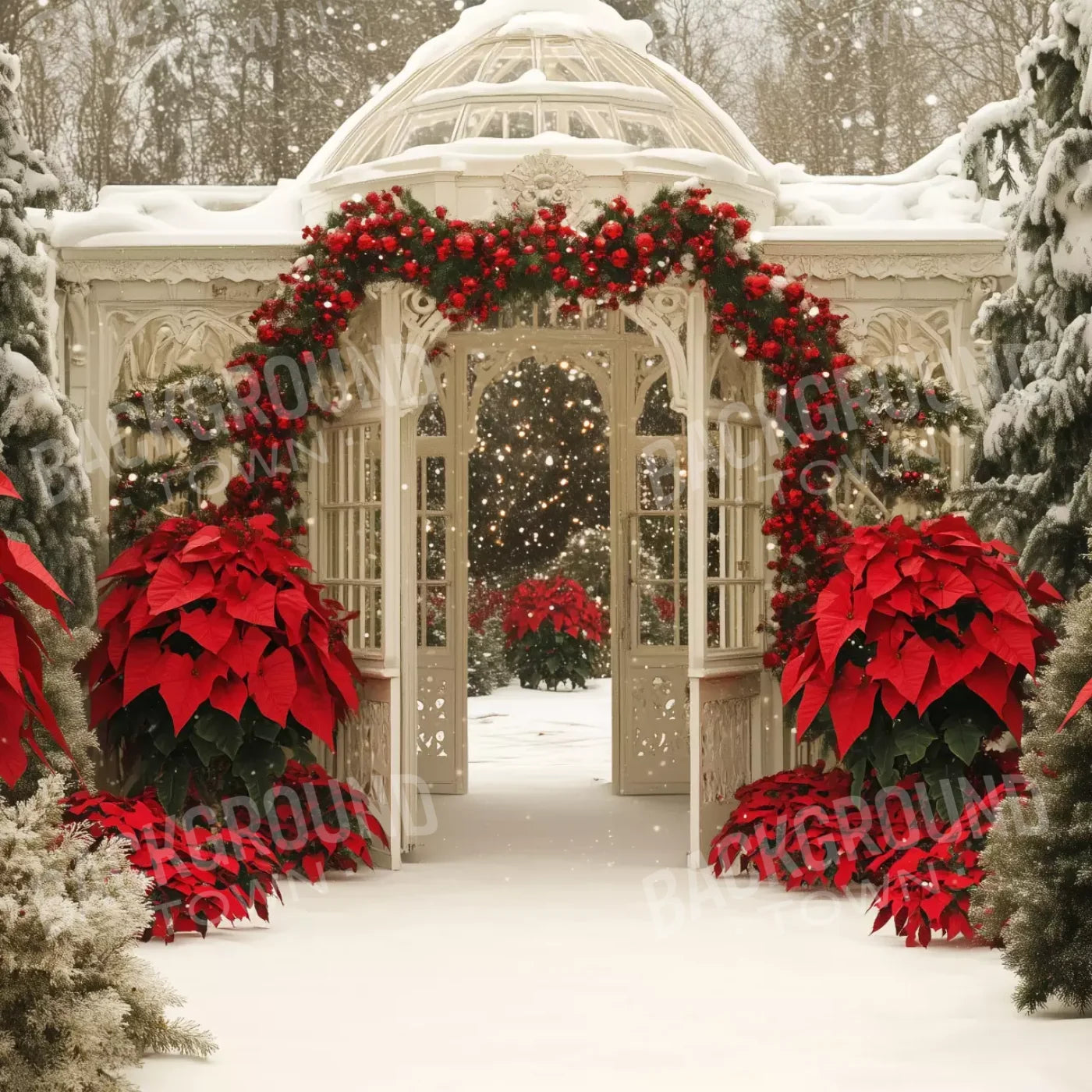 Christmas Garden Painterly I 10’X10’ Ultracloth (120 X Inch) Backdrop