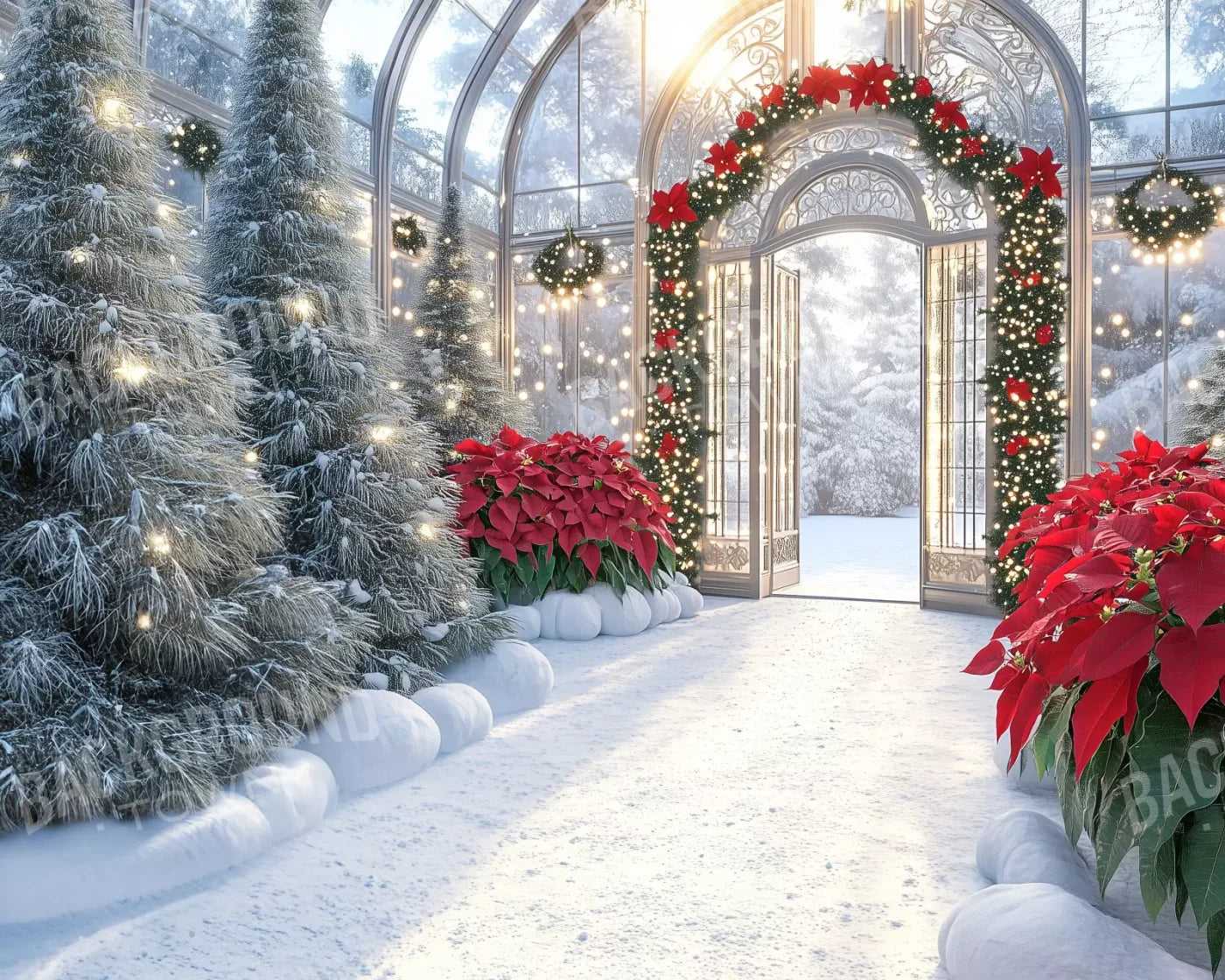 Christmas Greenhouse 10’X8’ Fleece (120 X 96 Inch) Backdrop