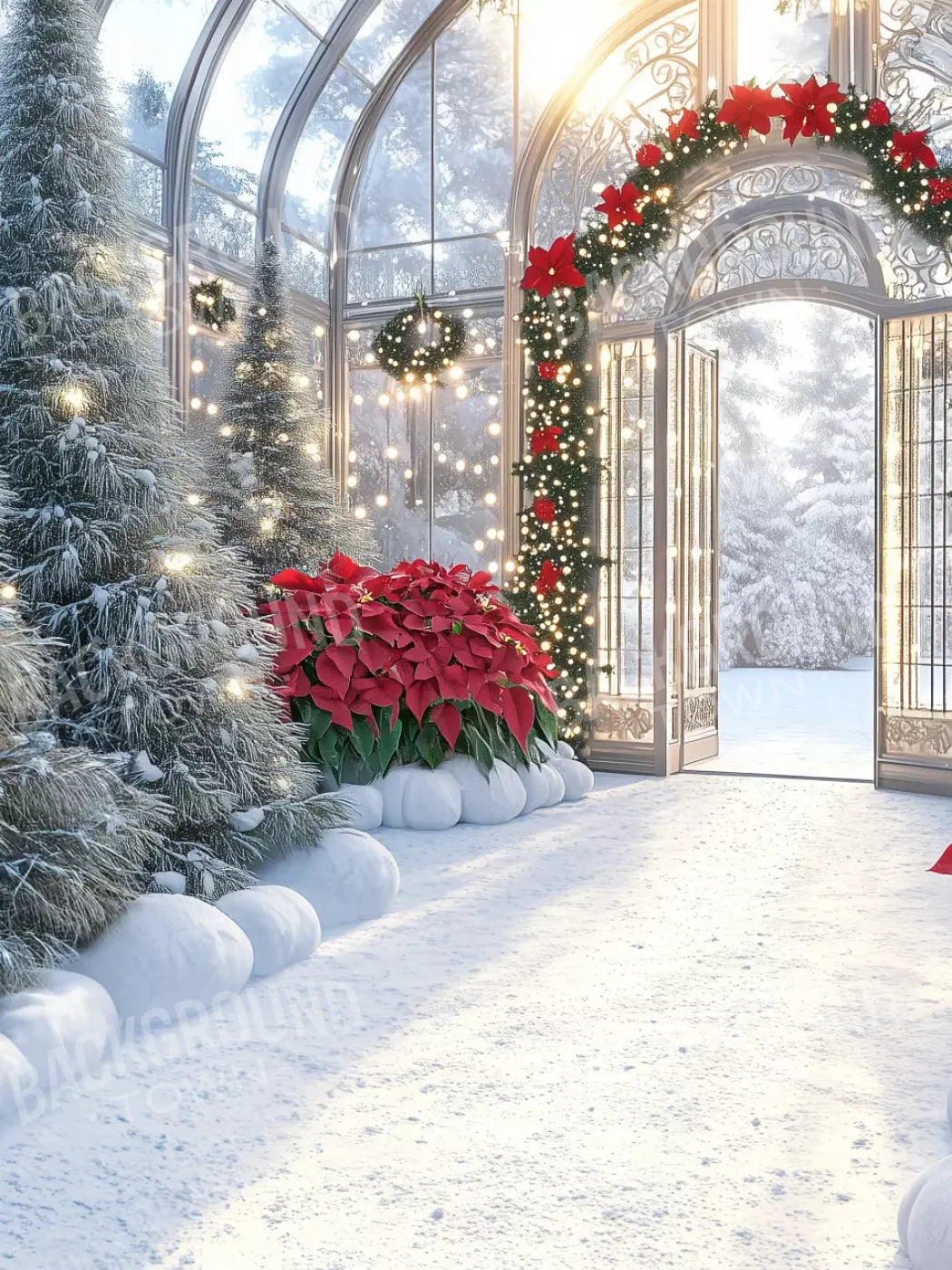 Christmas Greenhouse 5’X6’8 Fleece (60 X 80 Inch) Backdrop