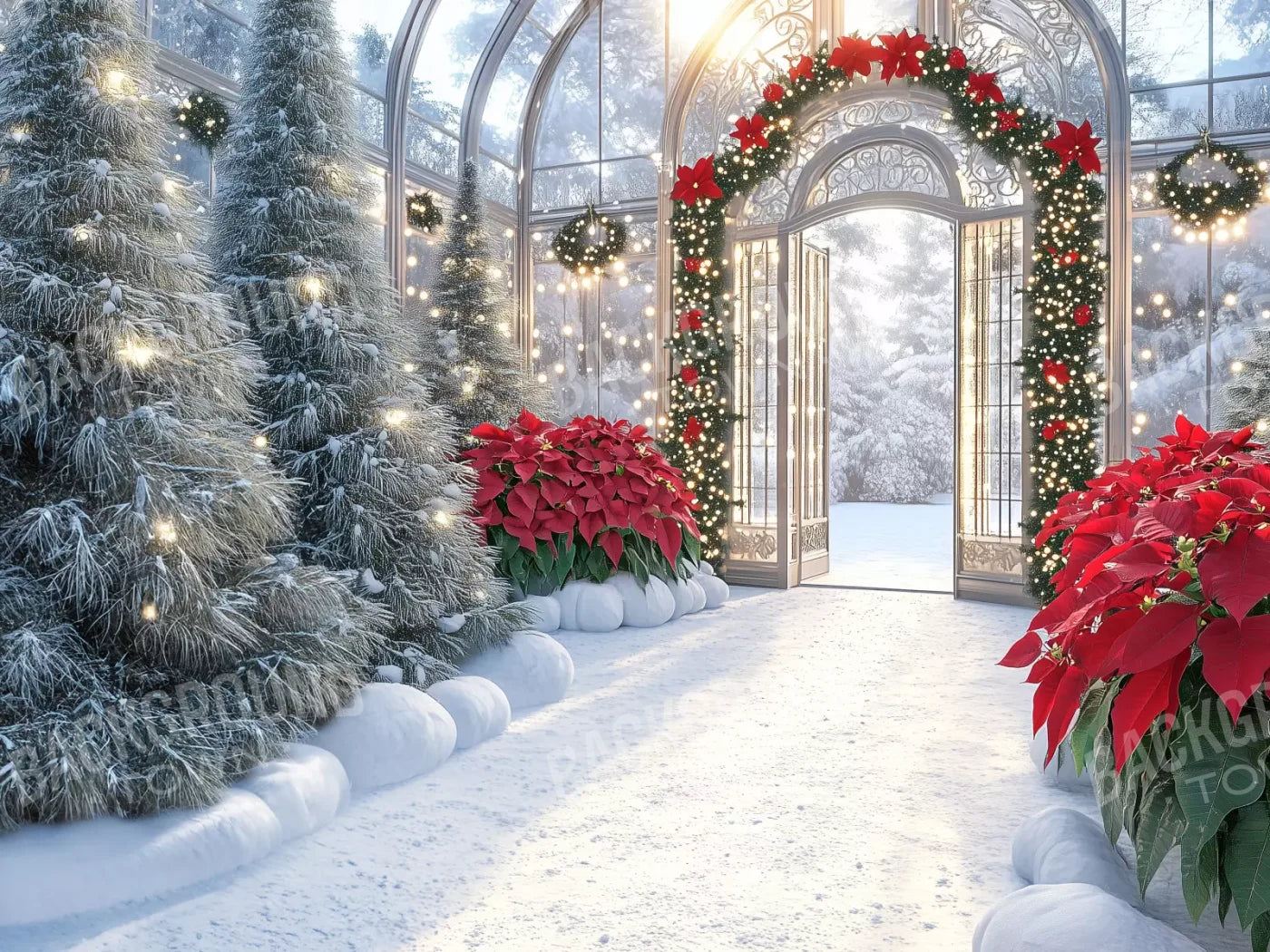 Christmas Greenhouse 6’8X5’ Fleece (80 X 60 Inch) Backdrop