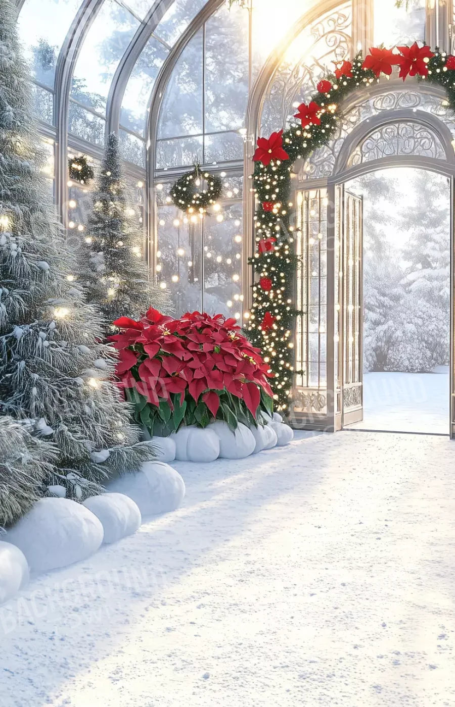 Christmas Greenhouse 9’X14’ Ultracloth (108 X 168 Inch) Backdrop