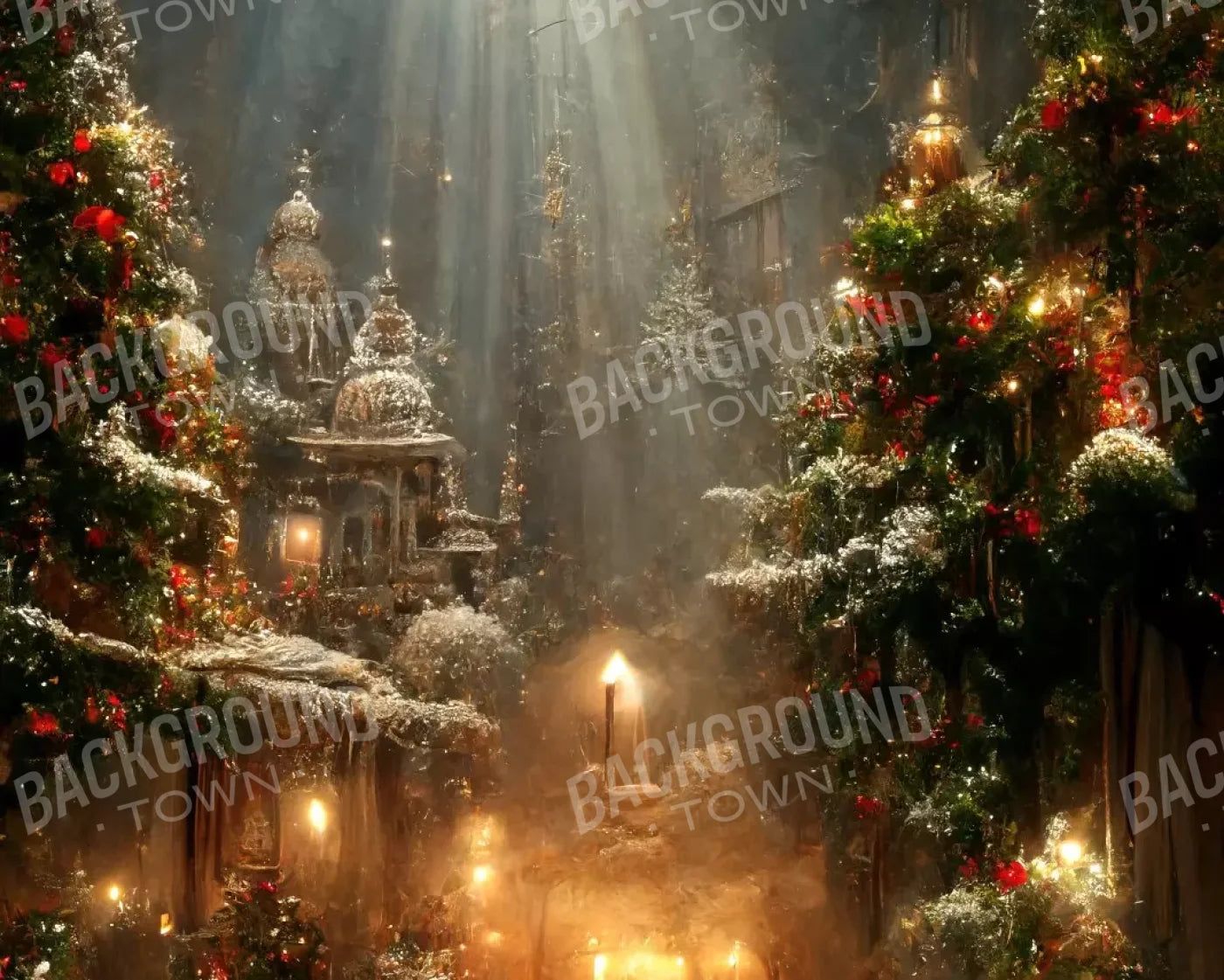 Christmas Grotto 10’X8’ Fleece (120 X 96 Inch) Backdrop