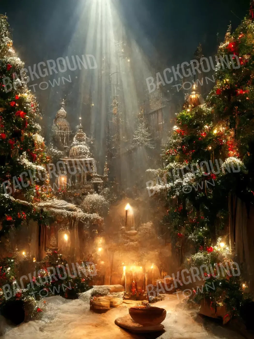 Christmas Grotto 5’X6’8 Fleece (60 X 80 Inch) Backdrop