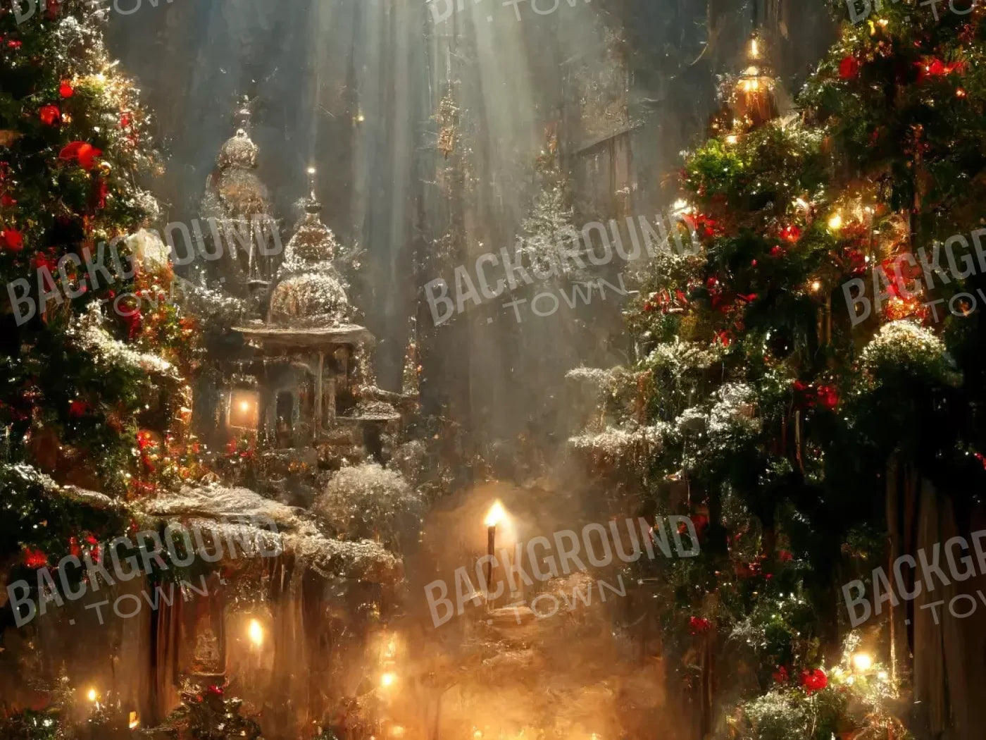 Christmas Grotto 6’8X5’ Fleece (80 X 60 Inch) Backdrop