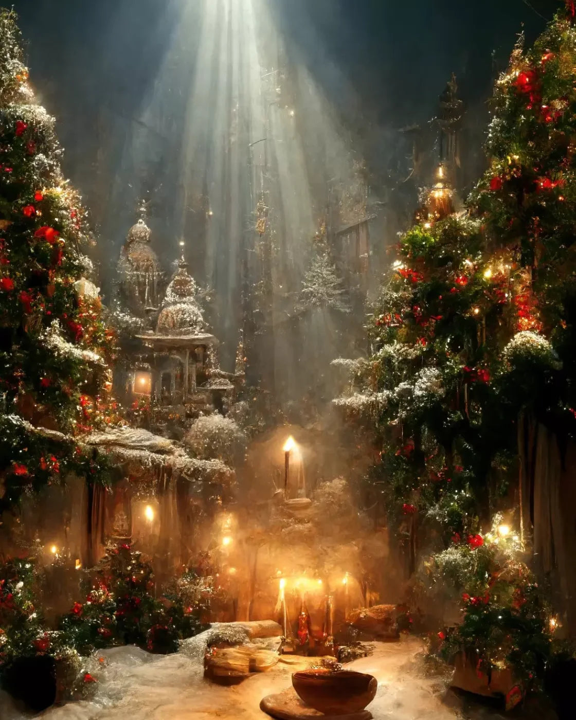 Christmas Grotto 8’X10’ Fleece (96 X 120 Inch) Backdrop