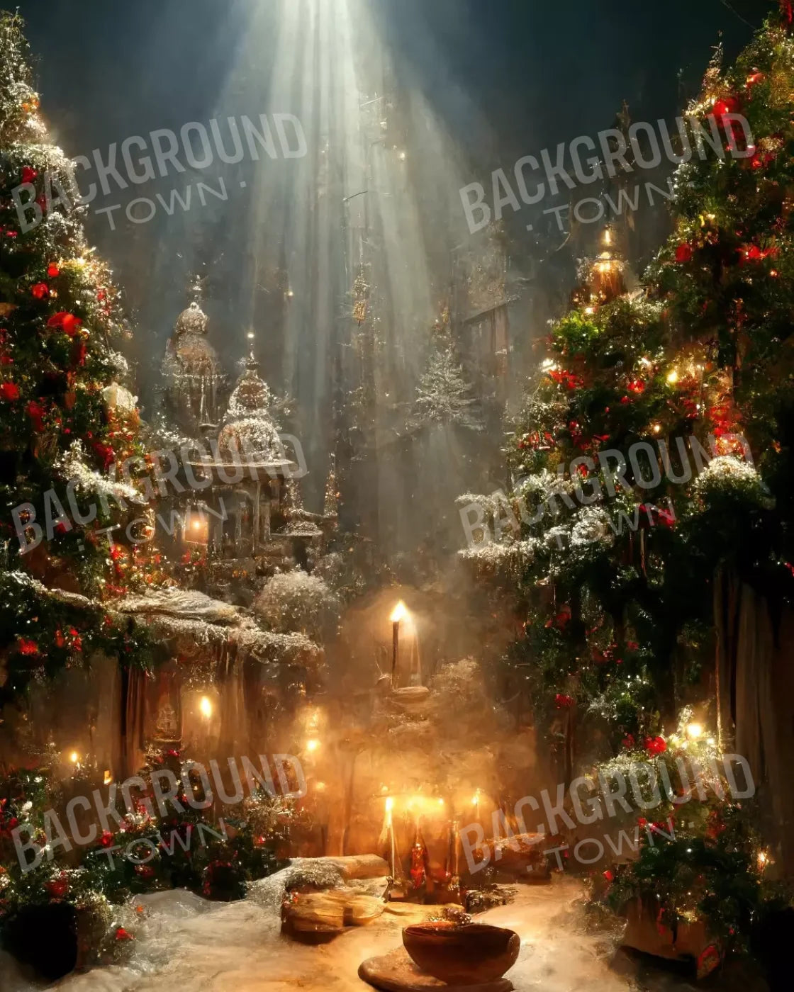 Christmas Grotto 8’X10’ Fleece (96 X 120 Inch) Backdrop