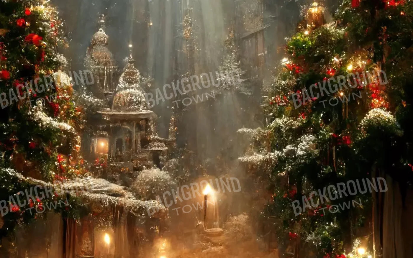 Christmas Grotto 8’X5’ Ultracloth (96 X 60 Inch) Backdrop