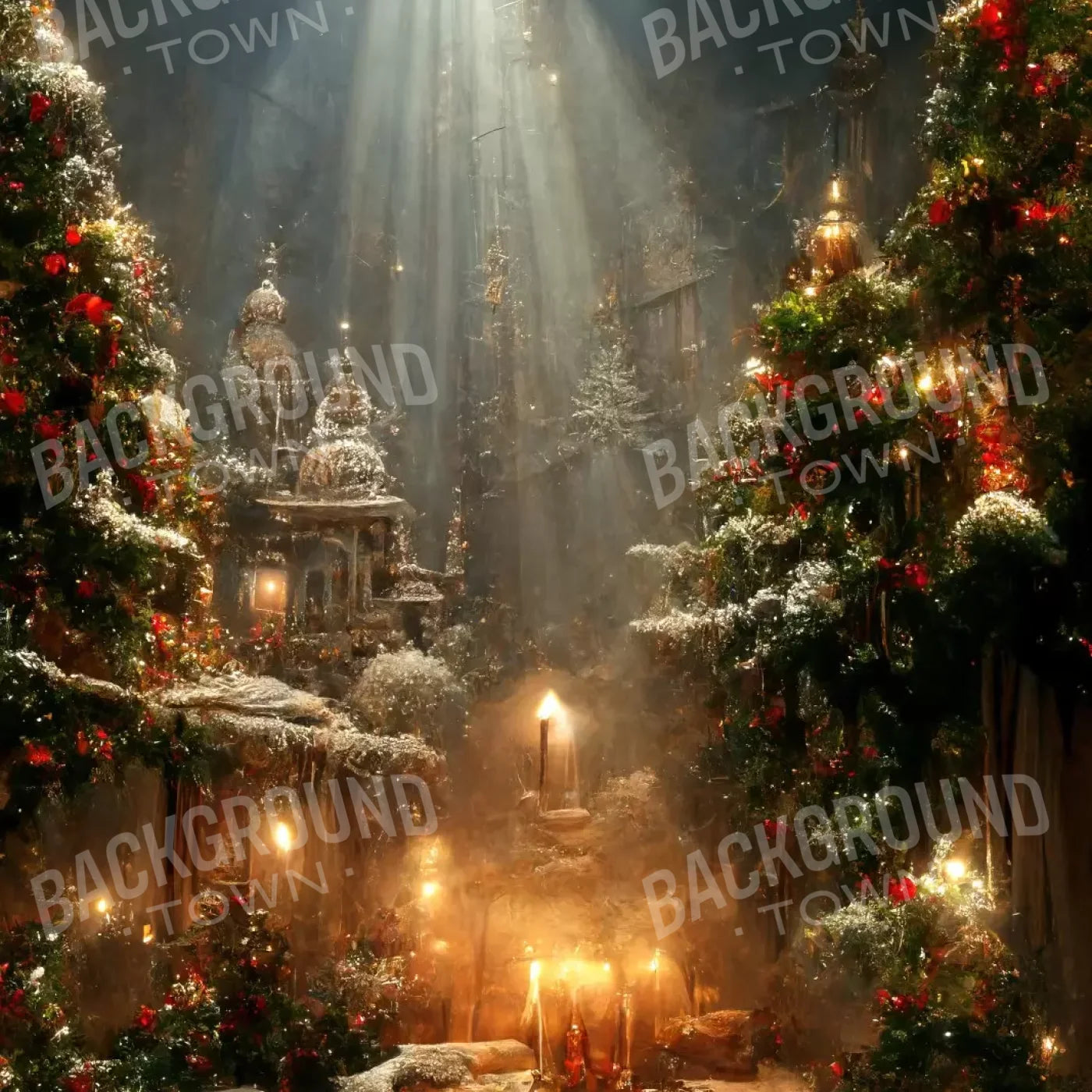 Christmas Grotto 8’X8’ Fleece (96 X Inch) Backdrop