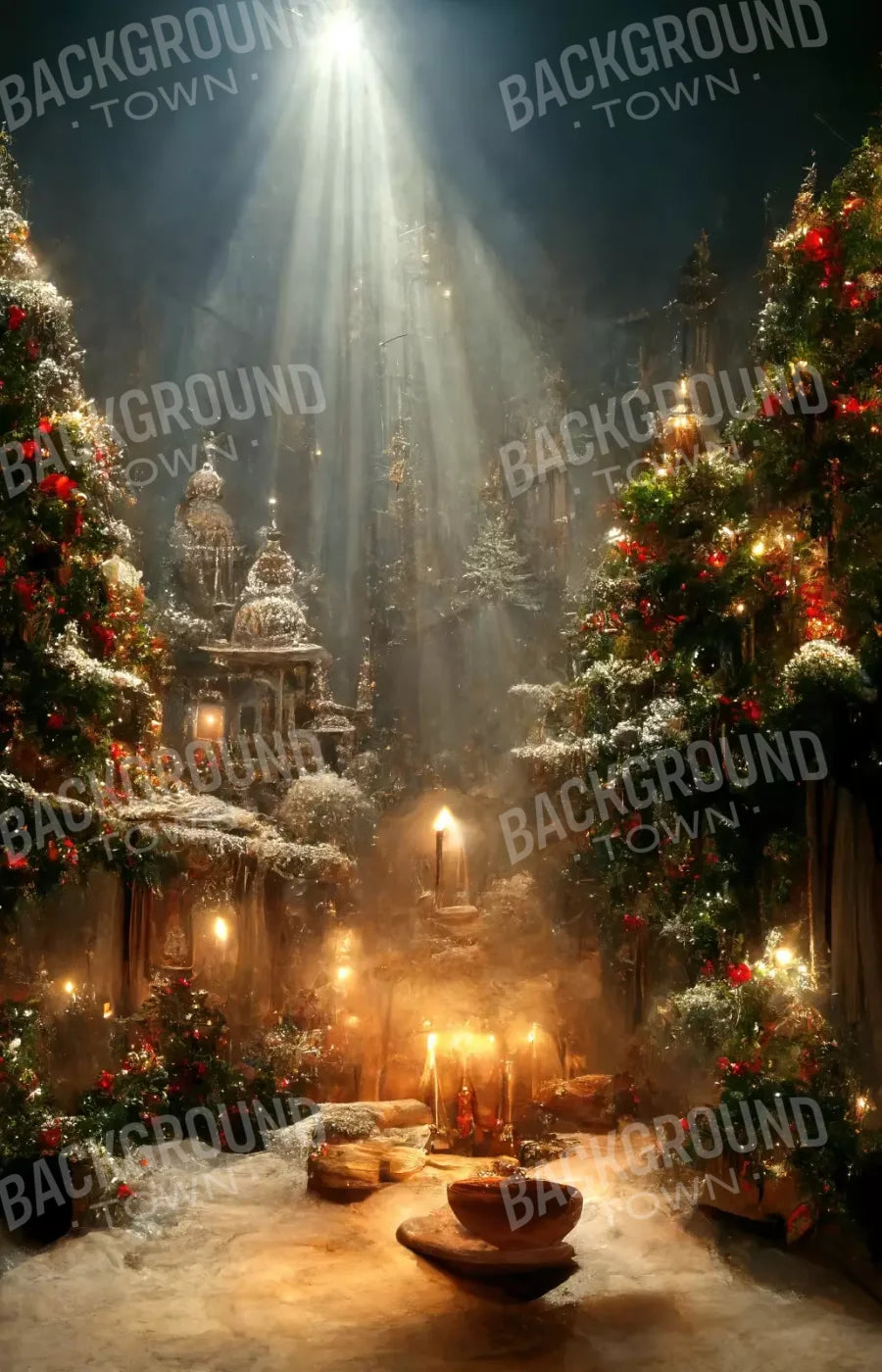 Christmas Grotto 9’X14’ Ultracloth (108 X 168 Inch) Backdrop