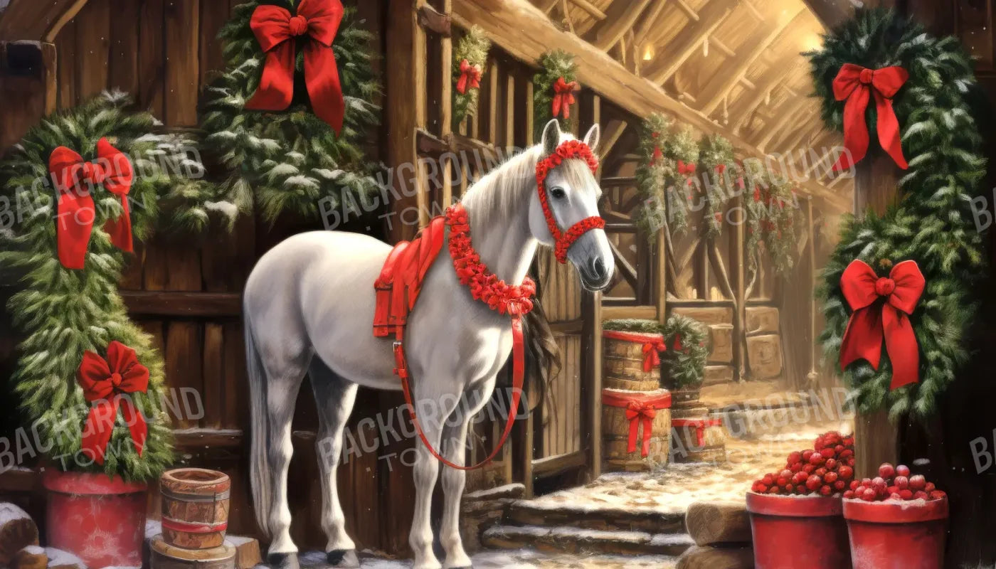 Christmas Horse 14’x8’ UltraCloth (168 x 96 inch) Backdrop