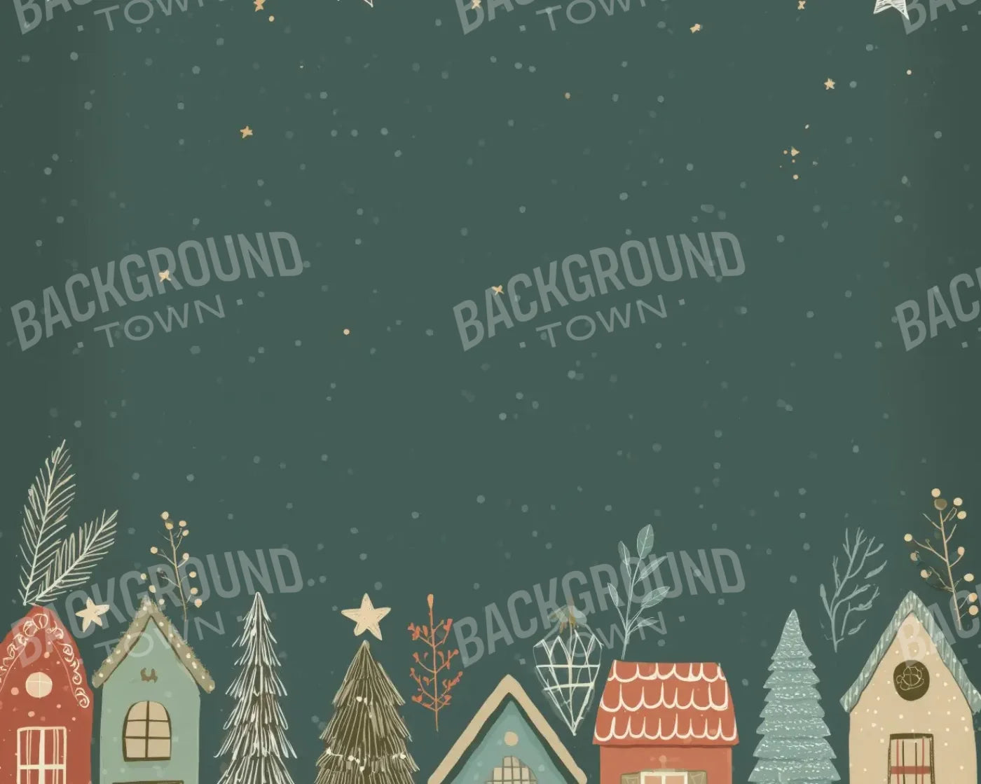 Christmas Houses Clipart 10’x8’ Fleece (120 x 96 inch) Backdrop