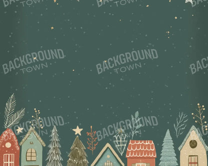 Christmas Houses Clipart 10’x8’ Fleece (120 x 96 inch) Backdrop
