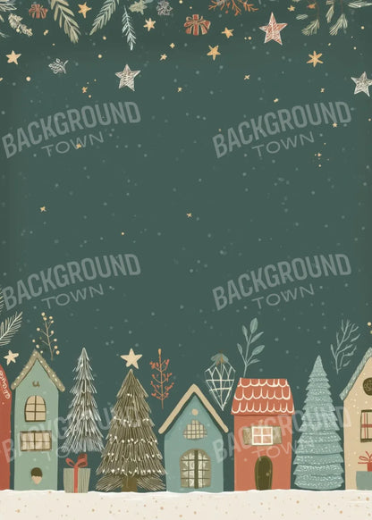 Christmas Houses Clipart 5’x7’ UltraCloth (60 x 84 inch) Backdrop
