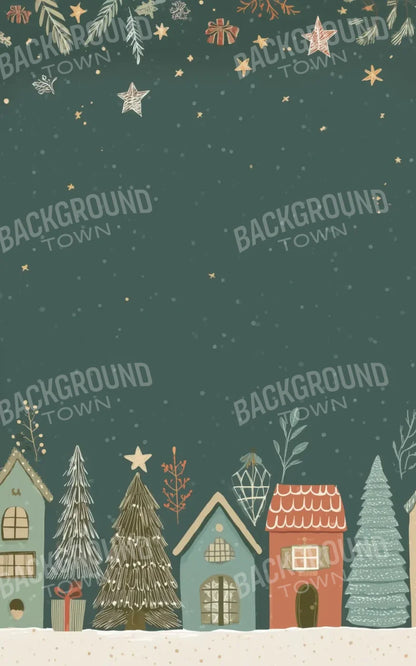 Christmas Houses Clipart 5’x8’ UltraCloth (60 x 96 inch) Backdrop