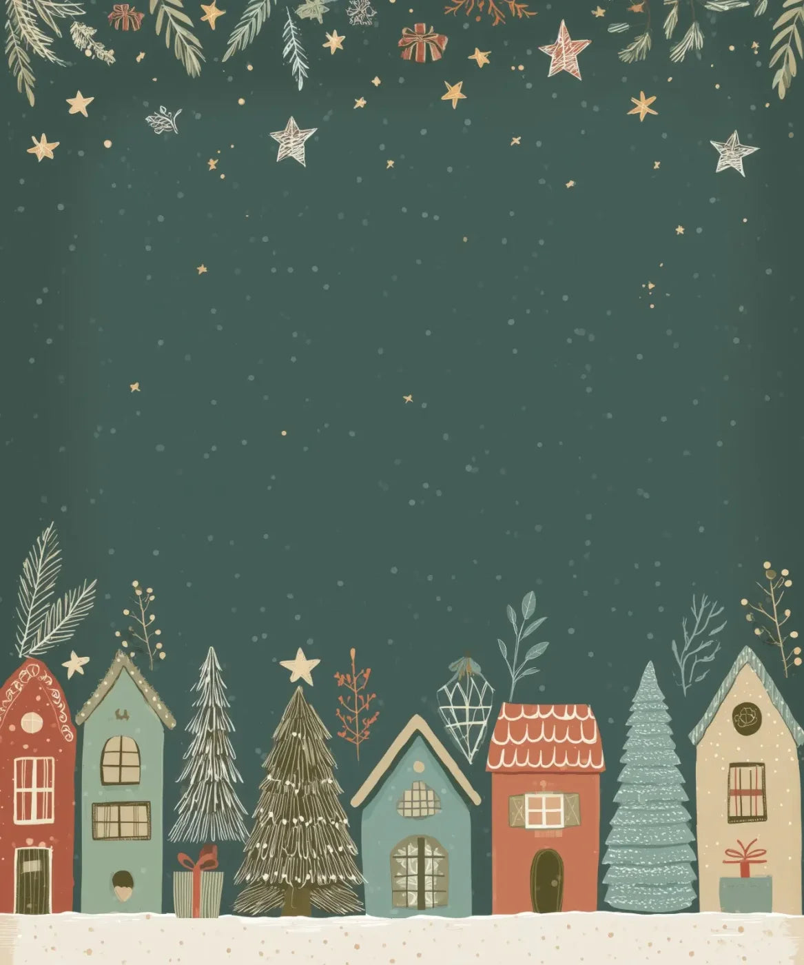 Christmas Houses Clipart 10’x12’ UltraCloth (120 x 144 inch) Backdrop