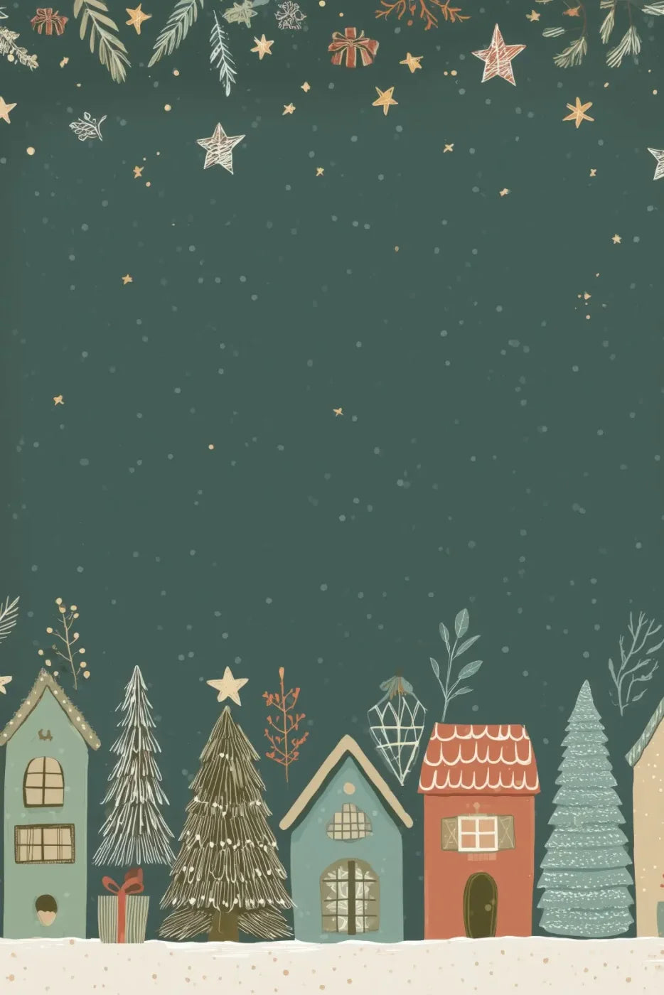 Christmas Houses Clipart 8’x12’ UltraCloth (96 x 144 inch) Backdrop