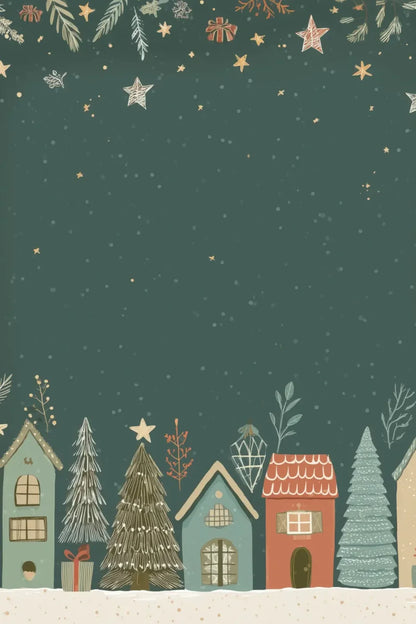 Christmas Houses Clipart 8’x12’ UltraCloth (96 x 144 inch) Backdrop