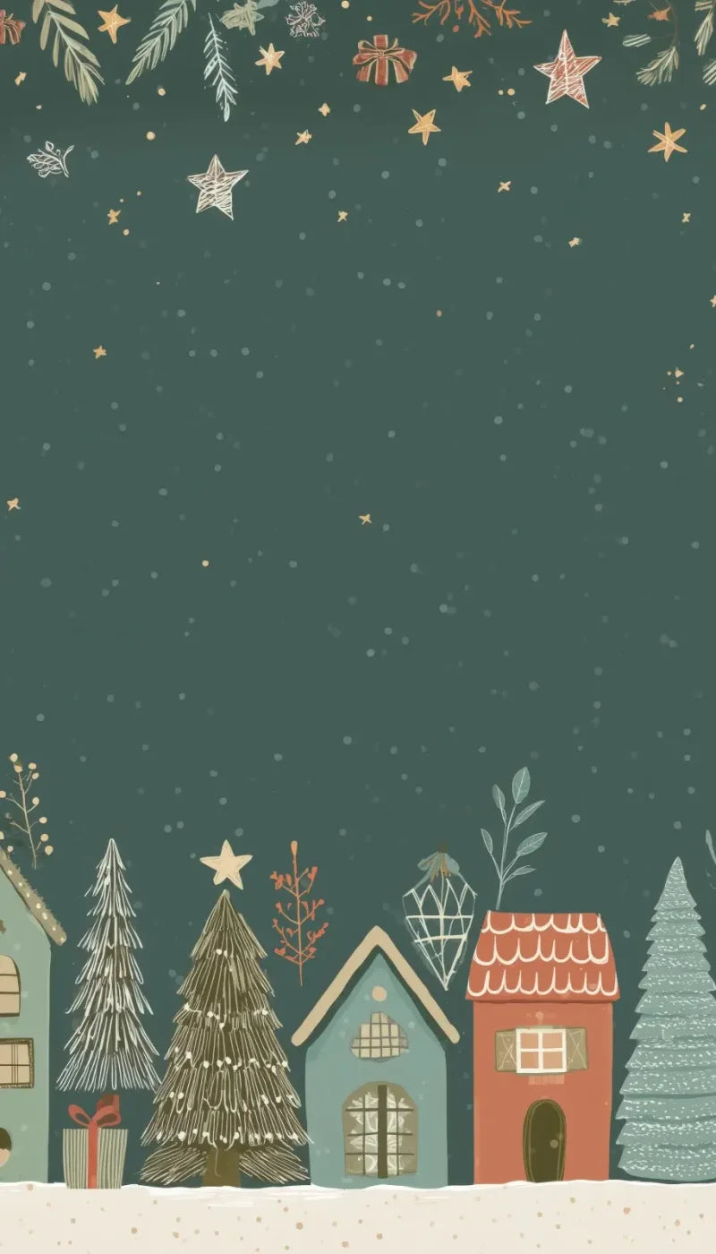 Christmas Houses Clipart 8’x14’ UltraCloth (96 x 168 inch) Backdrop