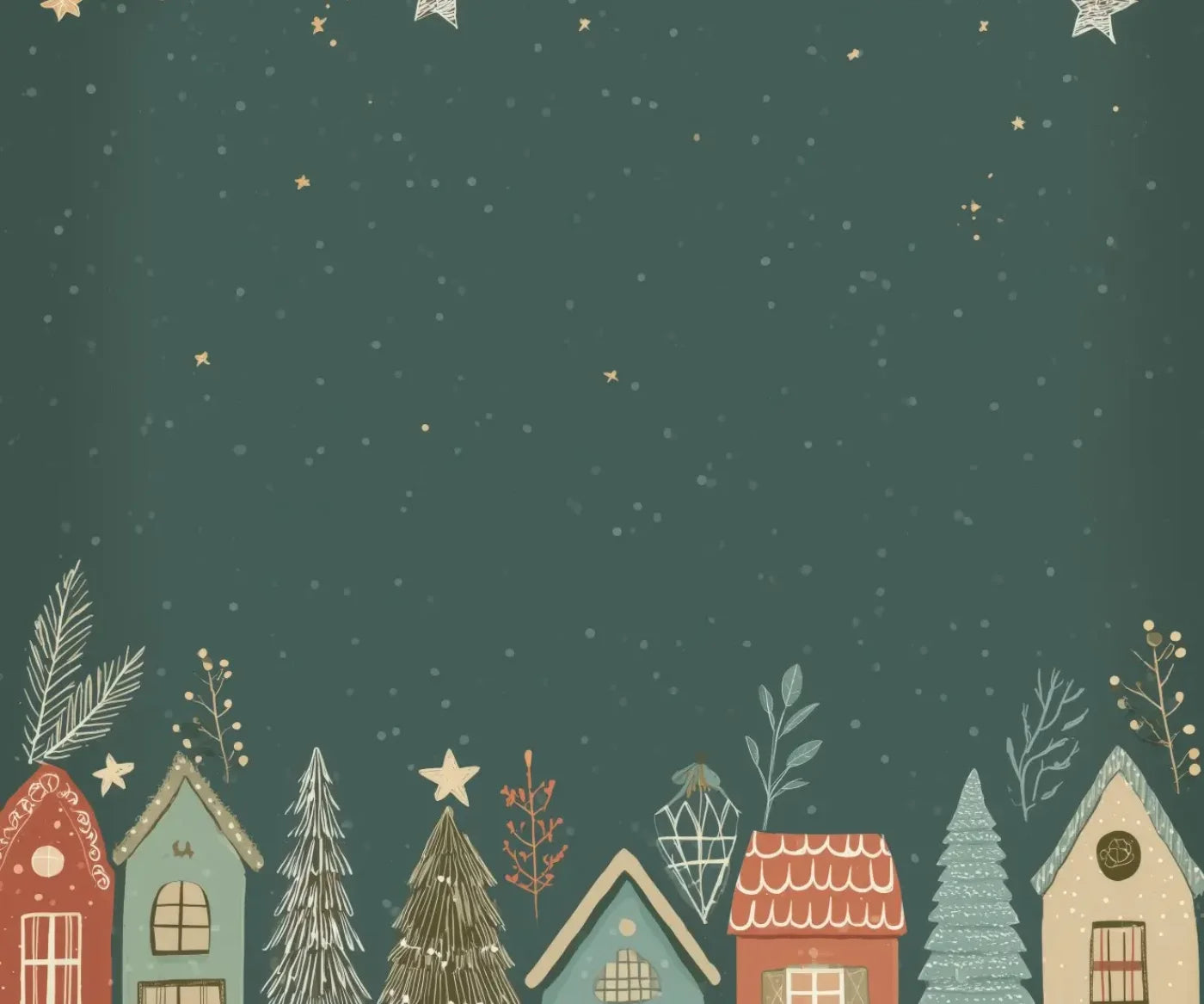 Christmas Houses Clipart 12’x10’ UltraCloth (144 x 120 inch) Backdrop