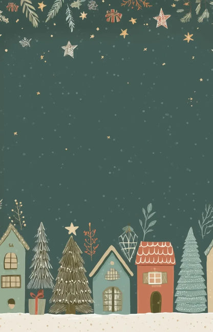 Christmas Houses Clipart 9’x14’ UltraCloth (108 x 168 inch) Backdrop