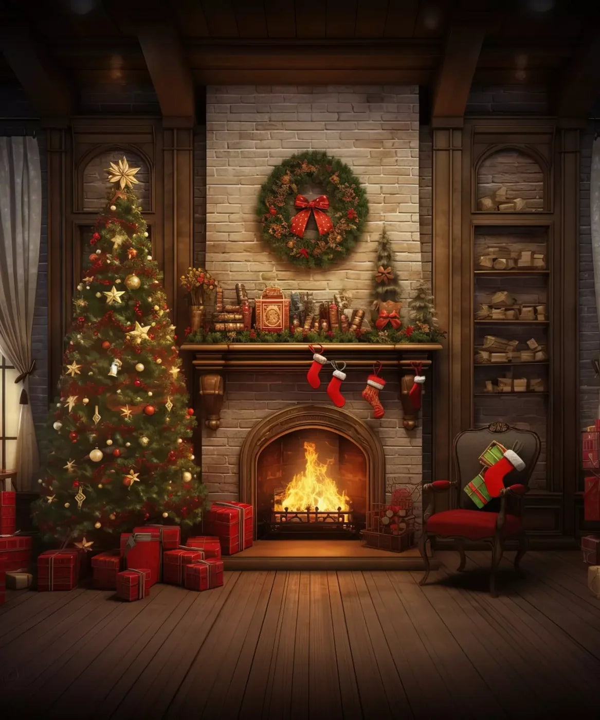 Christmas In Hometown 10’X12’ Ultracloth (120 X 144 Inch) Backdrop