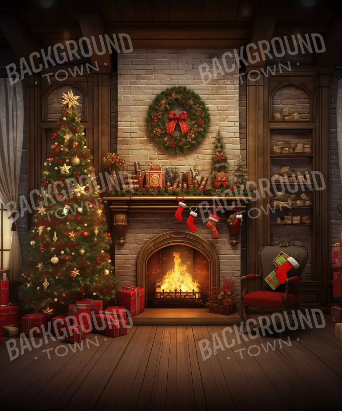 Christmas In Hometown 10’X12’ Ultracloth (120 X 144 Inch) Backdrop